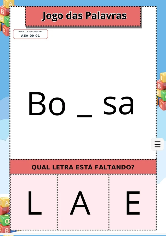 Atividade Jogo das Palavras